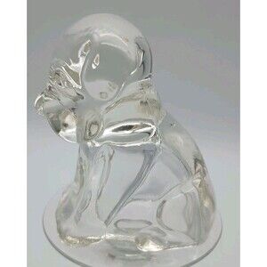 Vintage 1940s Federal Glass, Mopey Dog, Clear Glass Figurine, Puppy, Bulldog